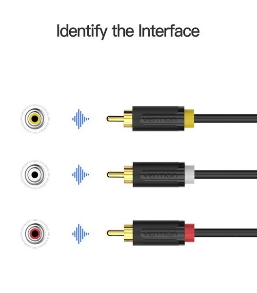 Кабель Audio 3RCA-3RCA F/F Vention 24К gold-plated 26 AWG BCABF фото