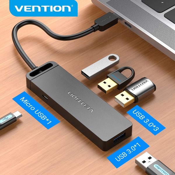 USB HUB Vention 4 в 1 Type-C-USB-MicroUSB 4USB 3.0 5Gbps TGKBB фото