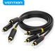 Кабель Audio 3RCA-3RCA F/F Vention 24К gold-plated 26 AWG, 1m