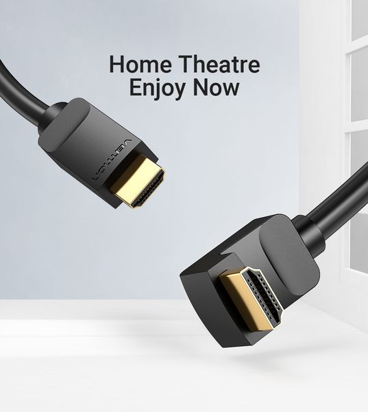 Кабель HDMI-HDMI v.2.0 Vention 4K 60Hz 18Gbps 30AWG 90 HDR Video gold-plated AAR-A фото