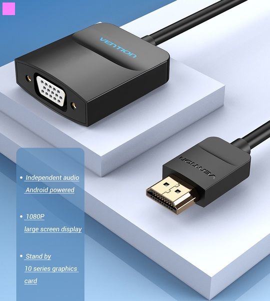 Адаптер HDMI-VGA v.1.4 Vention 1080P 60Hz 0.15m 3.5 audio microusb power Black (ACFBB) ACFBB фото