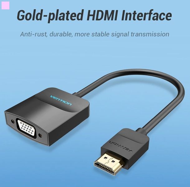 Адаптер HDMI-VGA v.1.4 Vention 1080P 60Hz 0.15m 3.5 audio microusb power Black (ACFBB) ACFBB фото