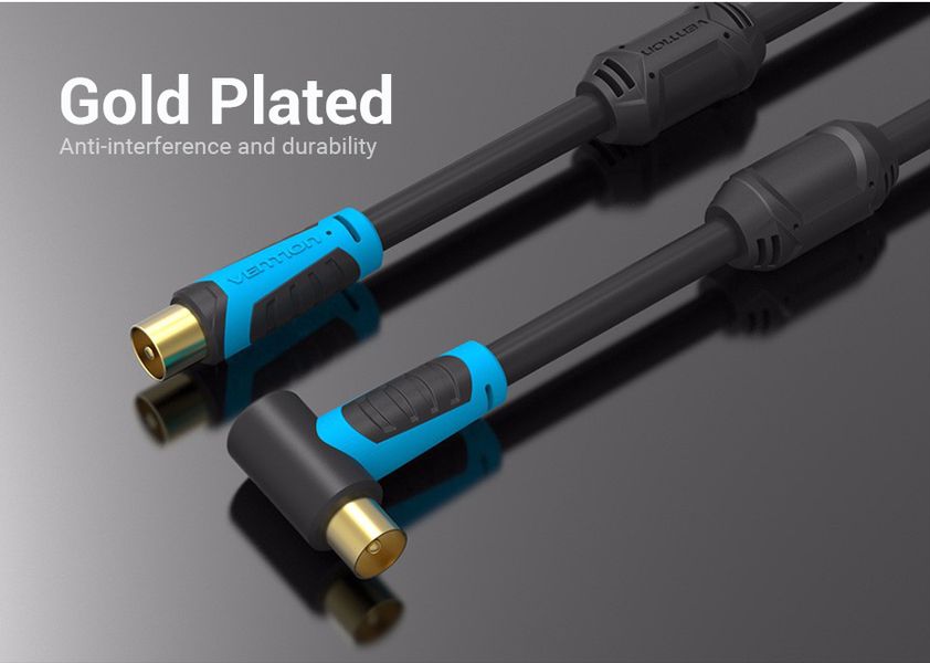 Кабель Coaxial Vention антенний F/F угол 90 gold-plated VAV-A02-B150 фото