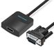 Адаптер HDMI-VGA Vention 0.2m со звуком и питанием Black (ACNBB), 0.2m, Черный