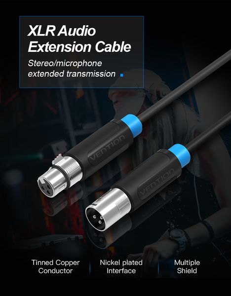 Кабель Audio XLR-XLR Vention PVC M/F nickel-plated BBFBF фото