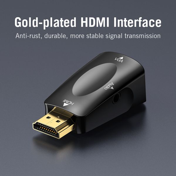 Адаптер HDMI-VGA-3.5мм v.1.4 Vention 1080P 60Hz gold-nickel-plated Black (AIDB0) AIDB0 фото