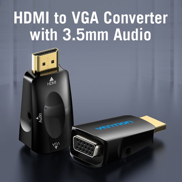 Адаптер HDMI-VGA-3.5мм v.1.4 Vention 1080P 60Hz gold-nickel-plated Black (AIDB0) AIDB0 фото