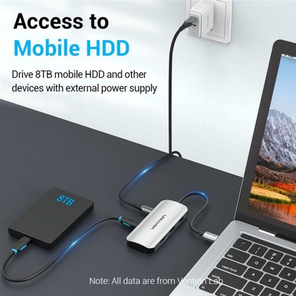 USB HUB 5 в 1 Vention Type-C-USB-MicroUSB 4USB 3.0 2A 5Gbps TNAHB фото