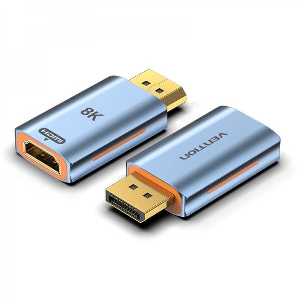 Адаптер DisplayPort-HDMI DP 1.4 HDMI 2.1 Vention M/F Aluminum Alloy 8K 60Hz 4K 120Hz 2K 144Hz 48Gbps Blue (HFMH0) HFMH0 фото