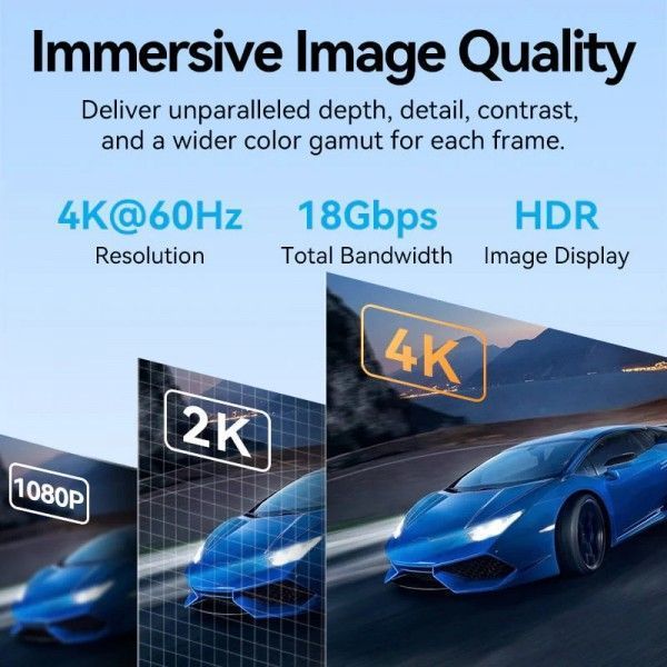 Кабель HDMI M - M, 3.0 м, V2.0, 4K 60Гц, обплетення, Zinc Alloy Type ALMBD фото