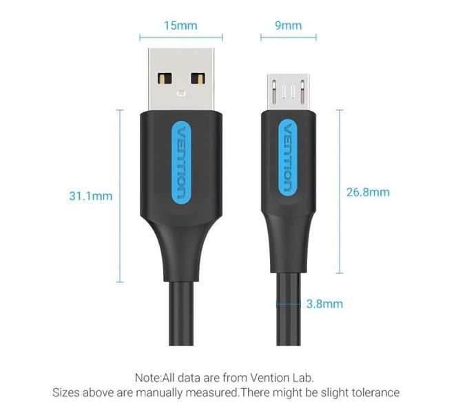 Кабель USB-MicroUSB Vention PVC 3A 480Mbps nickel-plated COLBC фото