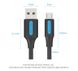 Кабель USB-MicroUSB Vention PVC 3A 480Mbps nickel-plated, 0.25m