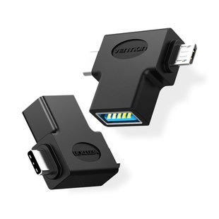 Адаптер MicroUSB-Type-C-OTG 3.0 Vention Black (CDIB0) CDIB0 фото