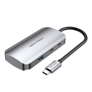 USB HUB 5 в 1 Vention Type-C-USB 4USB 3.0 2Type-C 3.1 1Gen PD 100W 5Gbps TNDHB фото