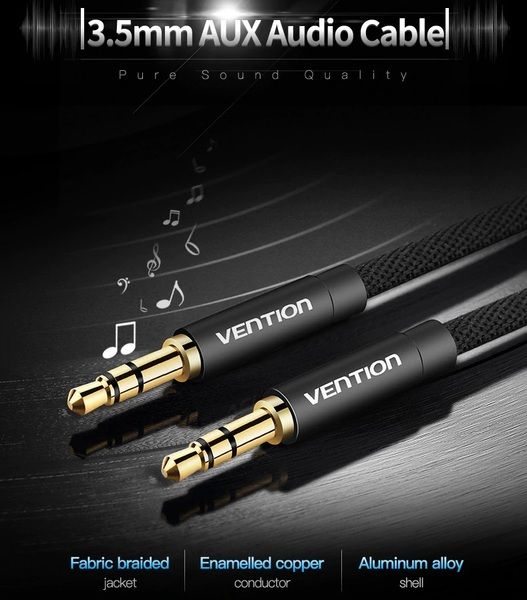 Кабель Audio Aux 3.5мм-3.5мм M/M Vention gold-plated P350AC050-B-M фото