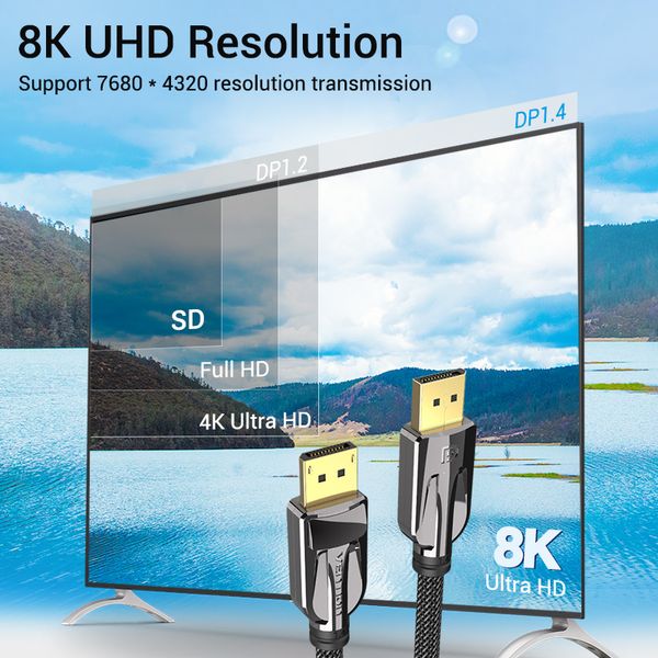 Кабель DisplayPort-DisplayPort v1.4 Vention 8K 60Hz 4K 144Hz 2K 165Hz 48Gbps HCABF фото