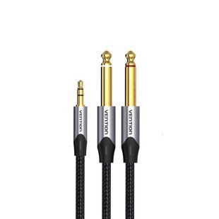 Кабель Audio 6.35мм-3.5мм Vention 2хF/F TPE Nylon gold-plated BARHD фото