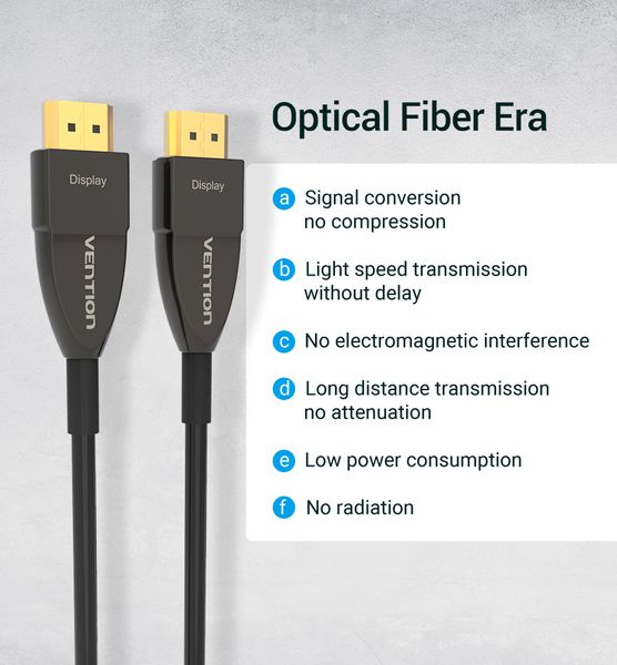 Кабель HDMI-HDMI v.2.0 Vention Optical PVC 4K 60Hz 18Gbps Dolby 7.1 gold-plated AAYBG фото