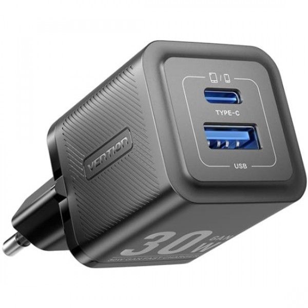 Зарядний пристрій Vention 2xUSB 30W (USB-A/USB-C) + USB-C cable М-М TZ-FEQB0-EU-01 фото