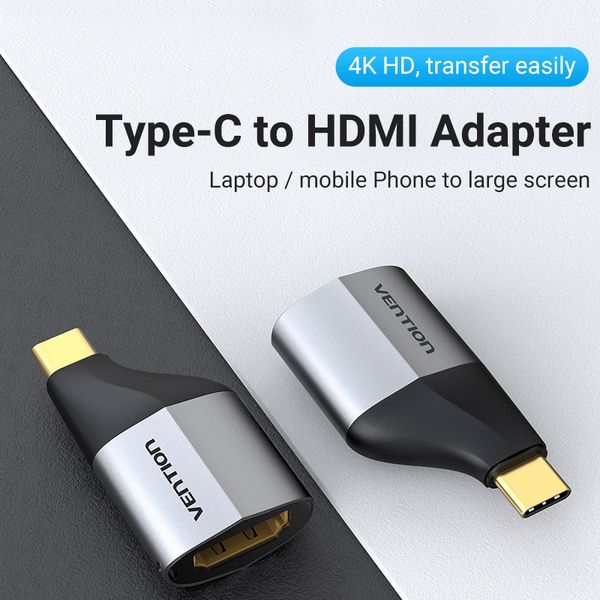 Адаптер Type-C-HDMI v.2.0 Vention 4K 60Hz gold-plated Black (TCAH0) TCAH0 фото