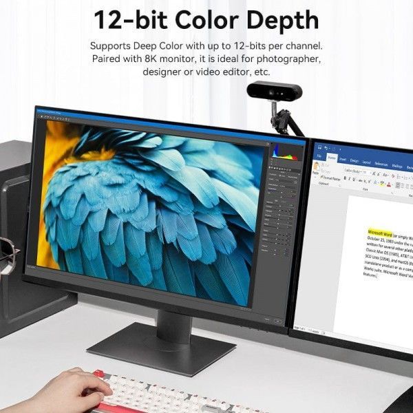 Кабель miniDisplayPort-DisplayPort 1.4 Vention 8K 60Hz 4K 144Hz 2K 165Hz 1080P 240Hz 2m Cotton Braided Aluminum Alloy Blue (HCFLH) HCFLH фото