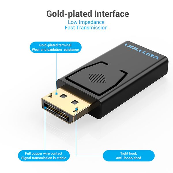 Адаптер DisplayPort-HDMI Vention F/M 4K 30Hz Upgraded gold-plated Black (HBKB0-A) HBKB0-A фото