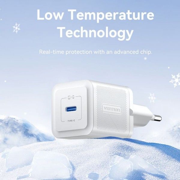 Зарядное устройство Vention 1xUSB-C 20W GaN + USB-C cable М-М TZ-FEPW0-EU-01 фото
