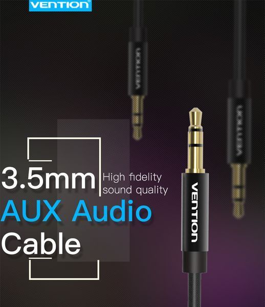 Кабель Audio Aux 3.5мм-3.5мм Vention F/F Fabric Braided gold-plated BAGBG фото