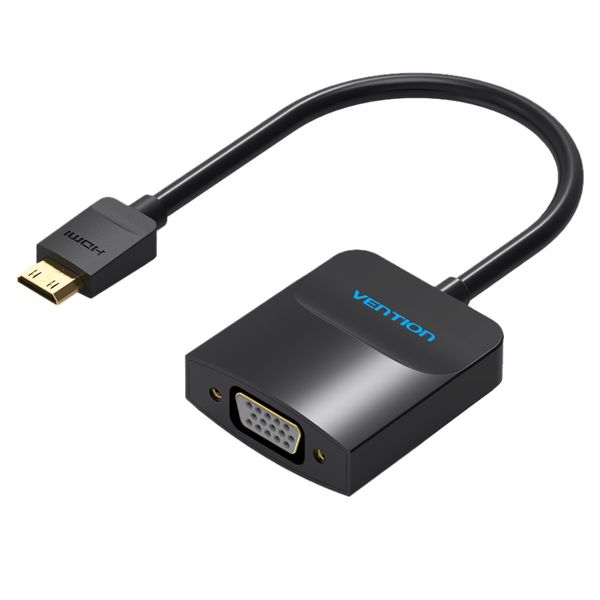 Адаптер MiniHDMI-VGA v.1.4 Vention 1080P 60Hz 0.15m 3.5 audio microusb power Black (AGABB) AGABB фото