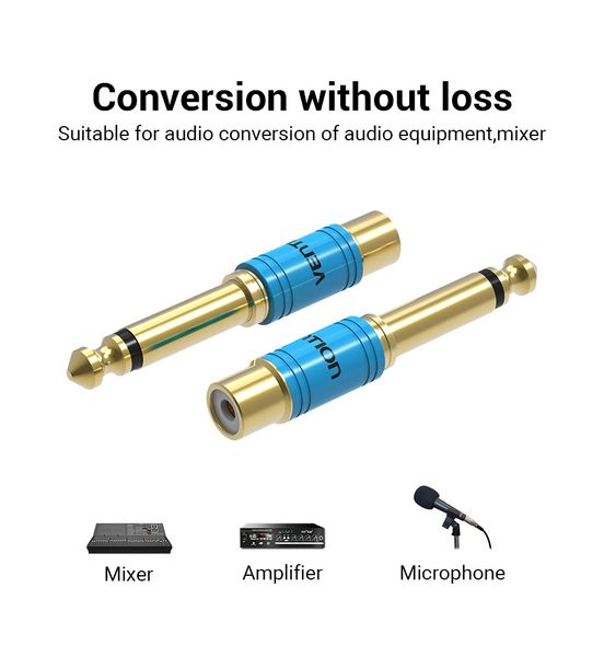 Адаптер Audio 6.35мм-RCA Vention M/F gold-plated VDD-C03 фото