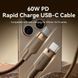 Кабель Vention USB Type-C - USB Type-C (M/M) 60W 3A 2 м, 1m, Білий