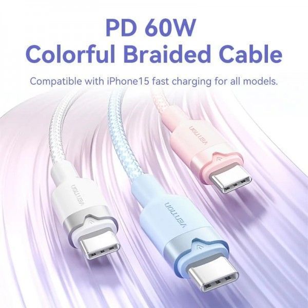 Кабель Vention USB Type-C - USB Type-C (M/M) 60W 3A 2 м TRDWF фото