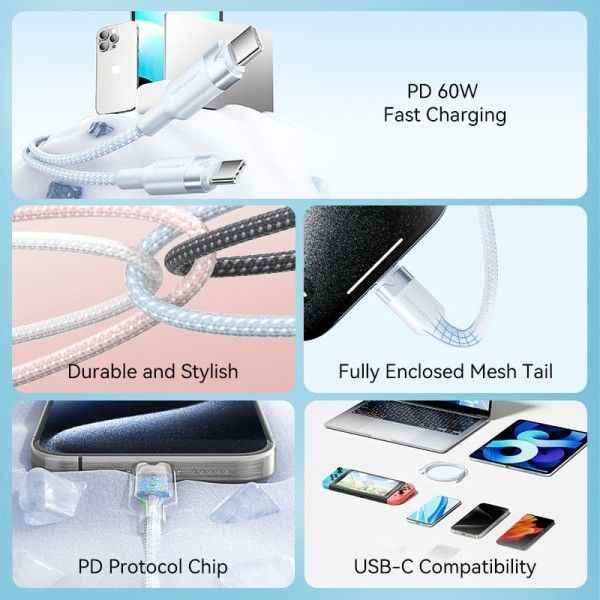 Кабель Vention USB Type-C - USB Type-C (M/M) 60W 3A 2 м TRDWF фото